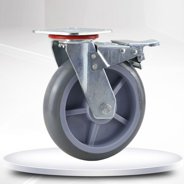 光環腳輪-8寸工業灰膠光環腳輪