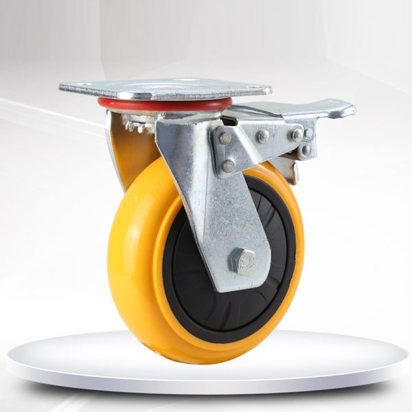 光環腳輪-6寸工業塑芯黃聚酯光環腳輪